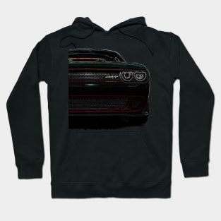 Black Dodge Challenger Fiery Front Half Body Highly Explosive Design Hoodie